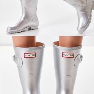Hunter Women's Metallic Silver Original Tall Rain Boots